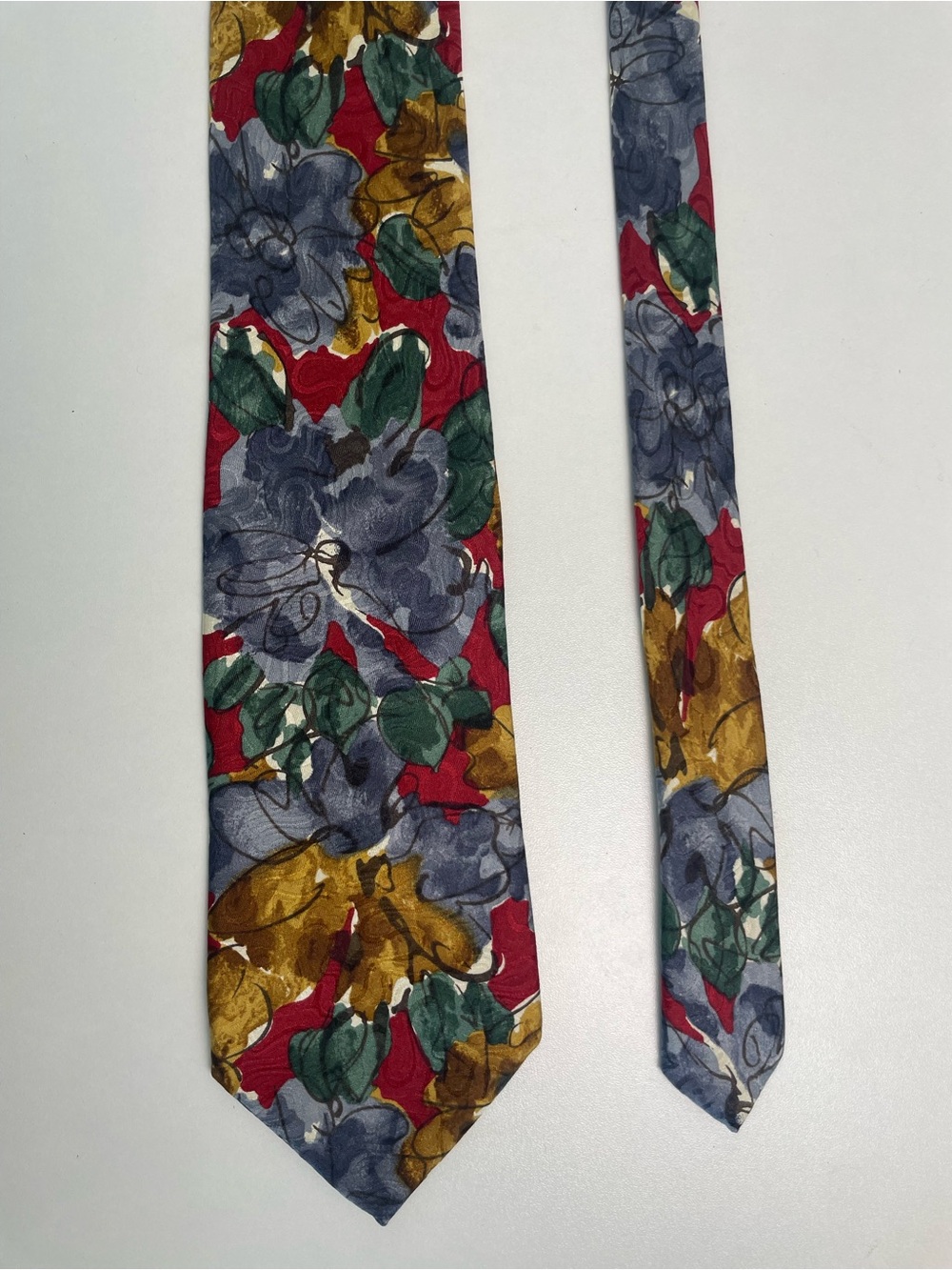 Vintage Abercrombie Floral Abstract Tie 80s Artsy Silk Necktie